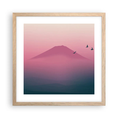 Plakát v rámu světlý dub - Poutníci nad oblaky - 40x40 cm