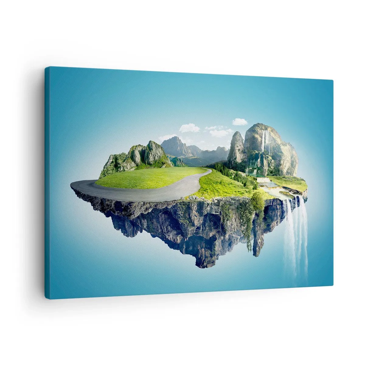 Obraz na plátně - Plovoucí ostrov s horami a vodopády - 70x50cm - Fantastický ostrov - Moderní nástěnná dekorace do obývacího pokoje a ložnice ARTTOR