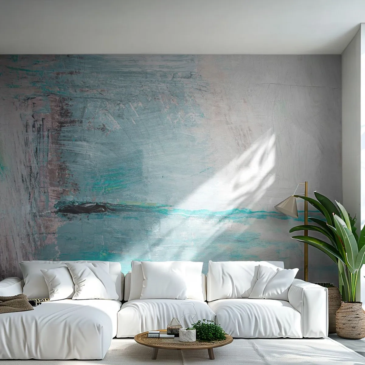 Fototapeta Premium Canvas - Horizontálně v modři - Abstrakce, Kus, Moderní vzor - 500x350 cm