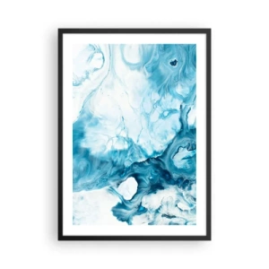 Plakát v černém rámu - Abstraktní kompozice v odstínech modré a bílé - 50x70cm - Modrý koncert - Moderní nástěnná dekorace do obývacího pokoje a ložnice ARTTOR