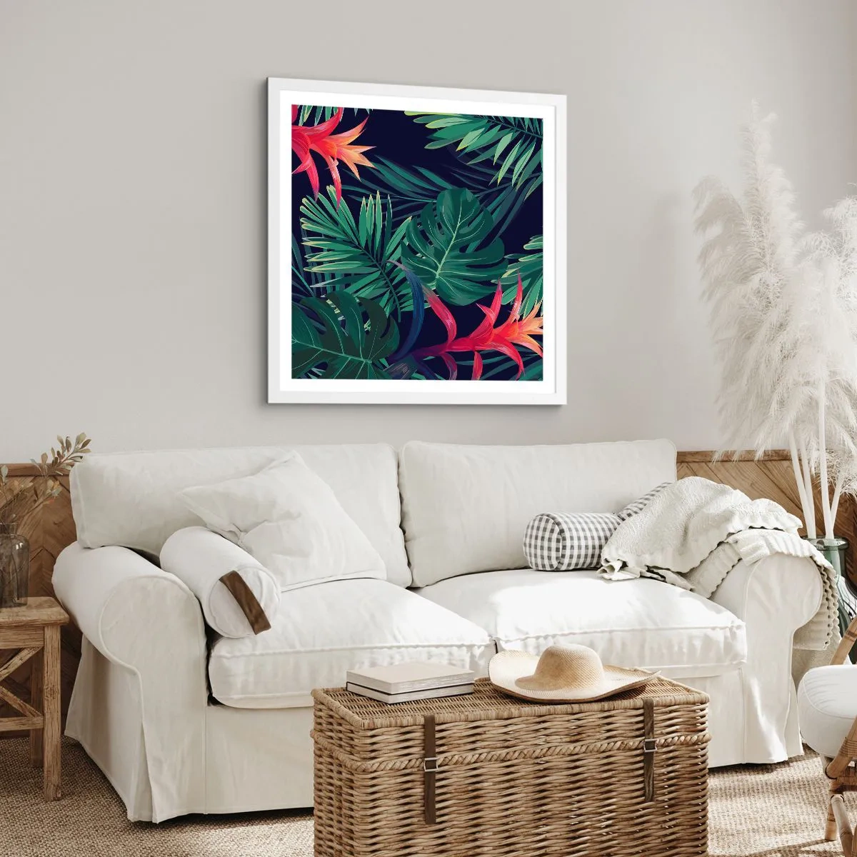 Plakát v bílém rámu - Vzplanout v zeleném - 50x50 cm