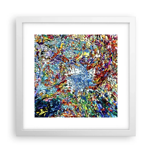 Plakát v bílém rámu - Vitráž s kapkami - 30x30 cm