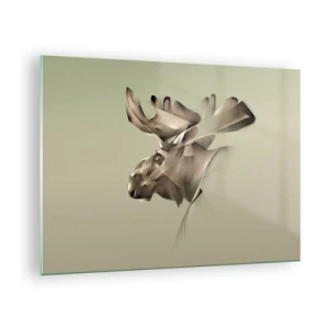 Obraz na skle - Moderní obraz losa na zeleném pozadí - 70x50cm - Jemná síla klidu - Moderní nástěnná dekorace do obývacího pokoje a ložnice ARTTOR
