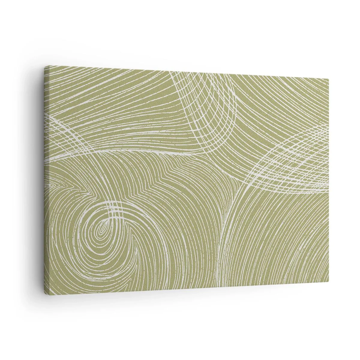 Obraz na plátně - Zelené a bílé čáry v abstraktní kompozici - 70x50cm - Mistrovská abstrakce v bílé - Moderní nástěnná dekorace do obývacího pokoje a ložnice ARTTOR