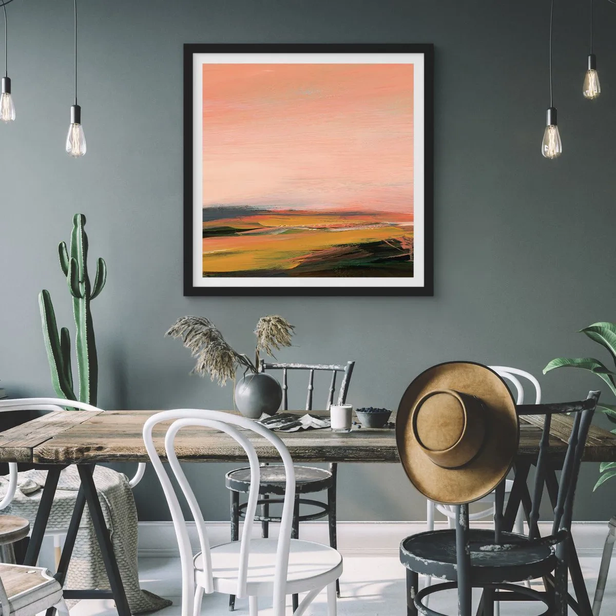 Plakát v černém rámu - V růžových tónech - 40x40 cm