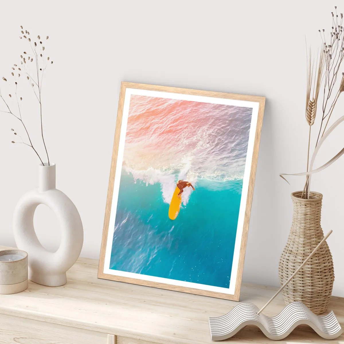 Plakát v rámu světlý dub - Oceanický jezdec - 40x50 cm