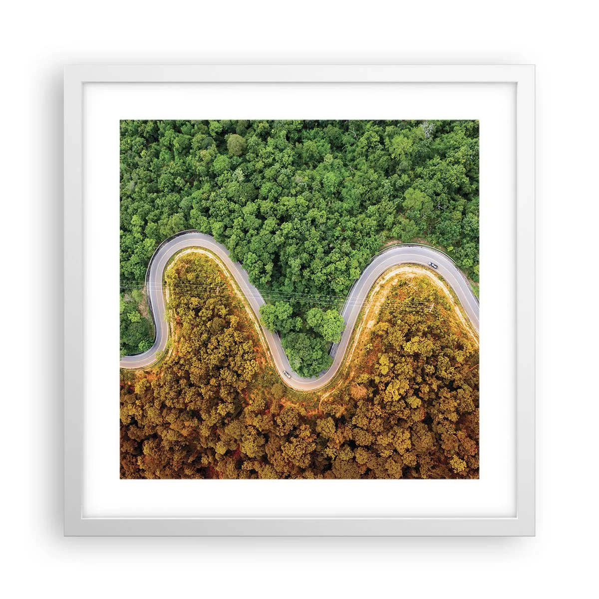 Plakát v bílém rámu - Hranice a průlomy - 40x40 cm