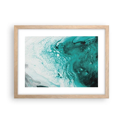 Plakát v rámu světlý dub - Propadnout v bílé a tyrkysové - 40x30 cm