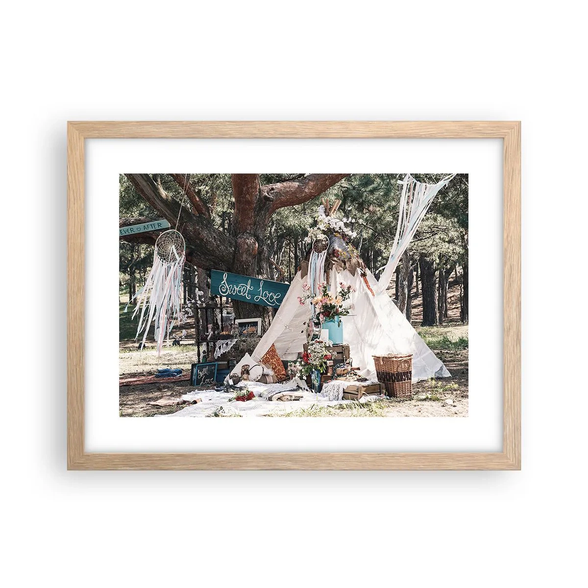 Plakát v rámu světlý dub - Make love… - 40x30 cm