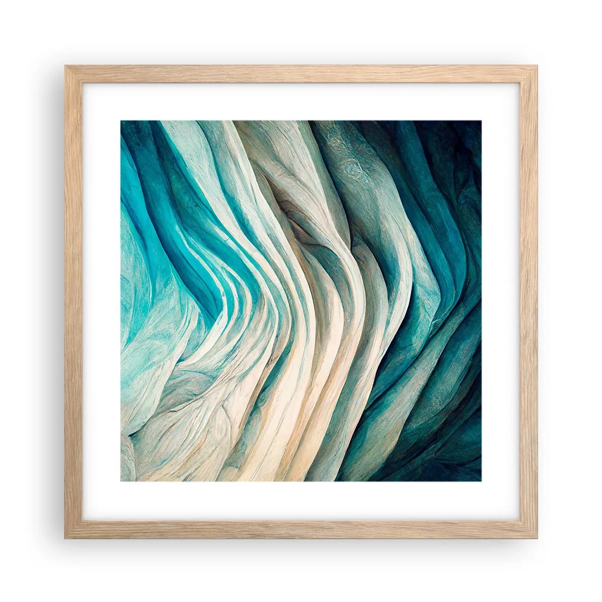 Plakát v rámu světlý dub - Modrá neukojitelnost - 40x40 cm