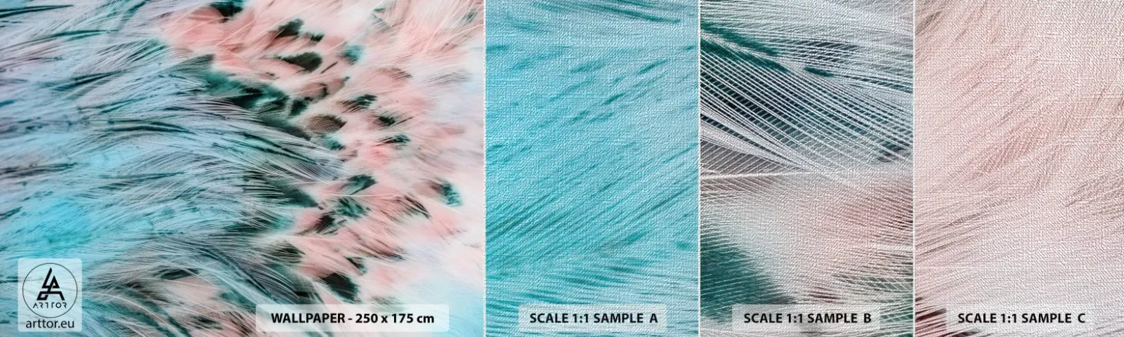 Vzor Fototapety Premium Canvas - Safírově růžové chmýří - Abstrakce, Kus, Ptačí peří - 100x30 cm