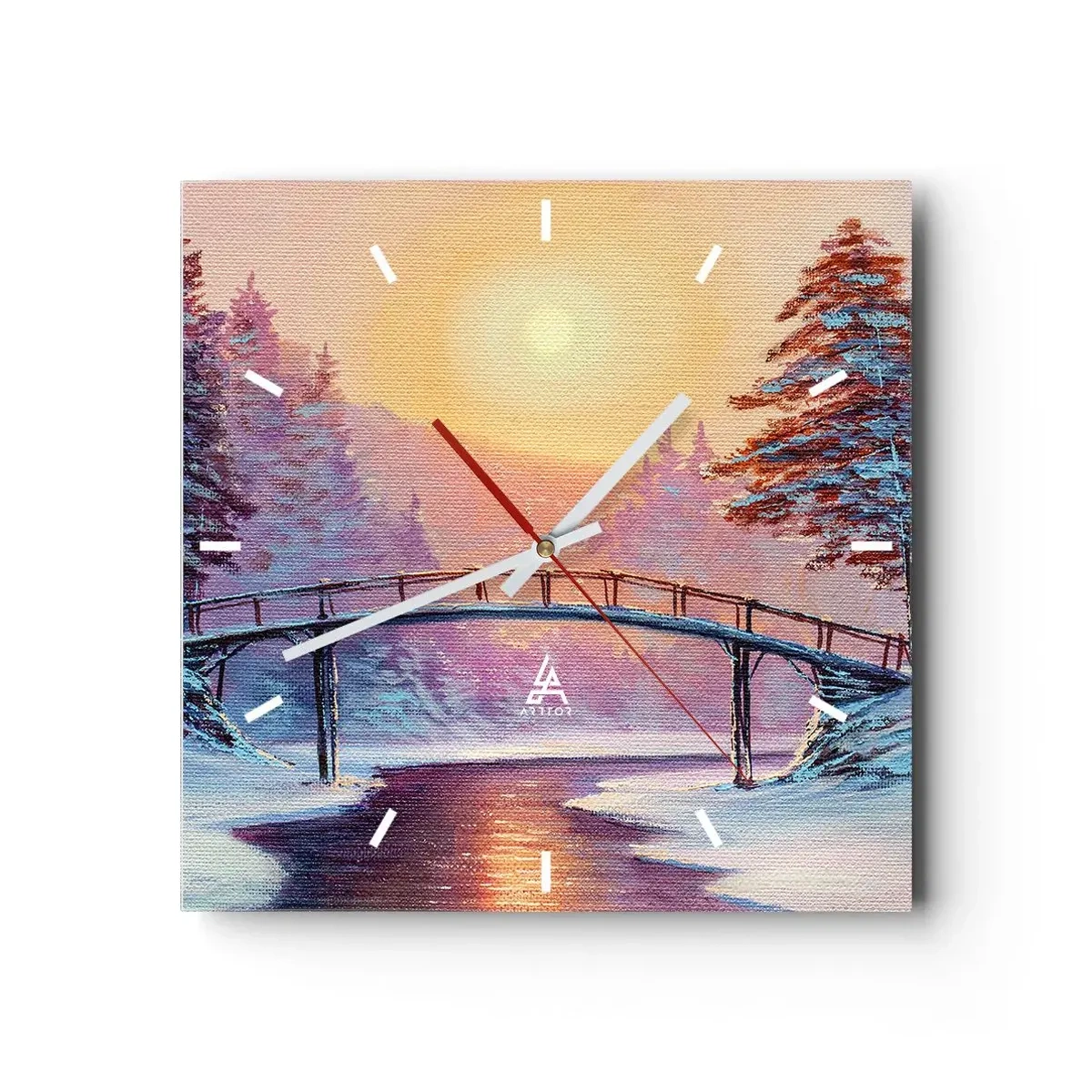 Nástěnné hodiny - Čtyři roční období - zima - 30x30 cm