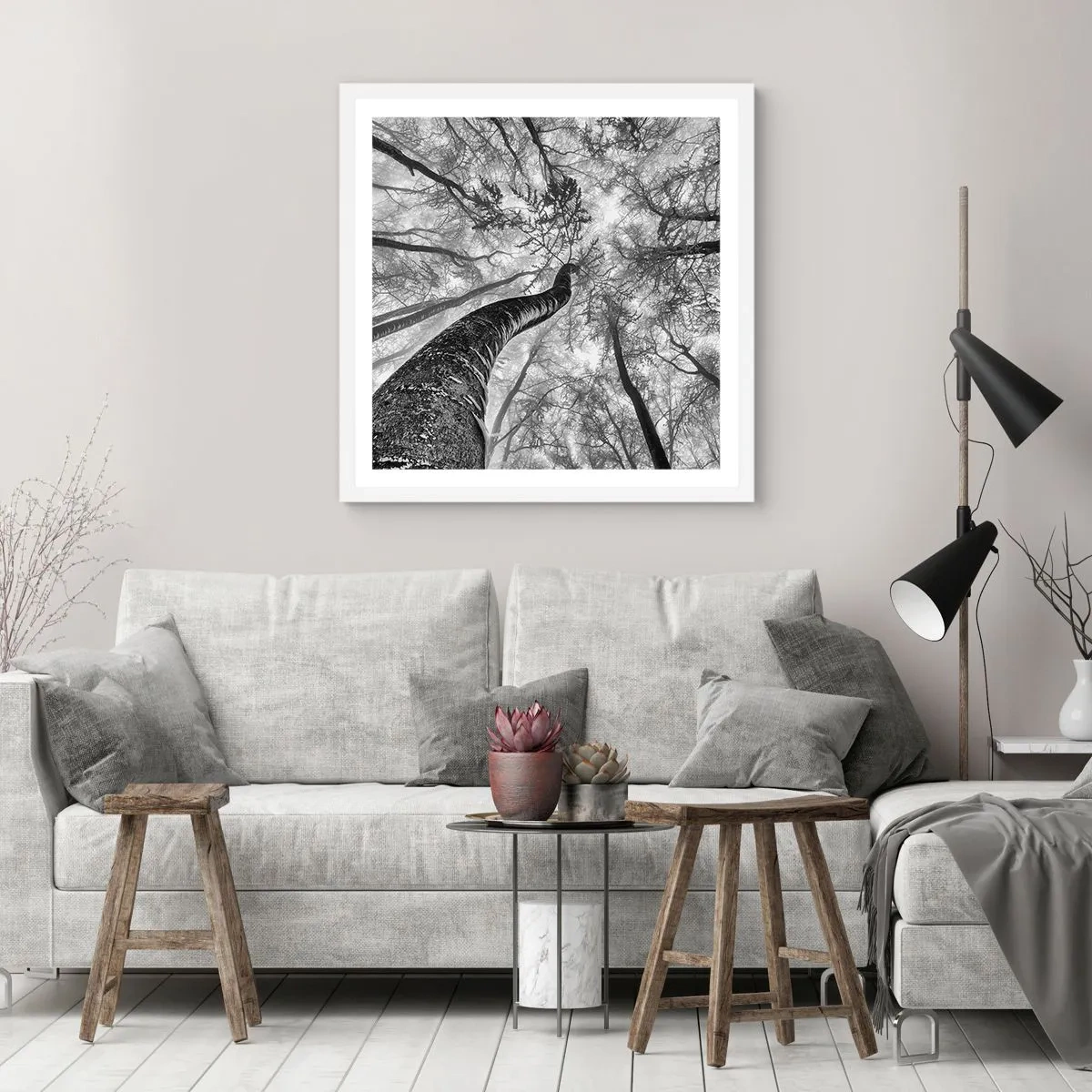 Plakát v bílém rámu - Závod ke světlu - 50x50 cm