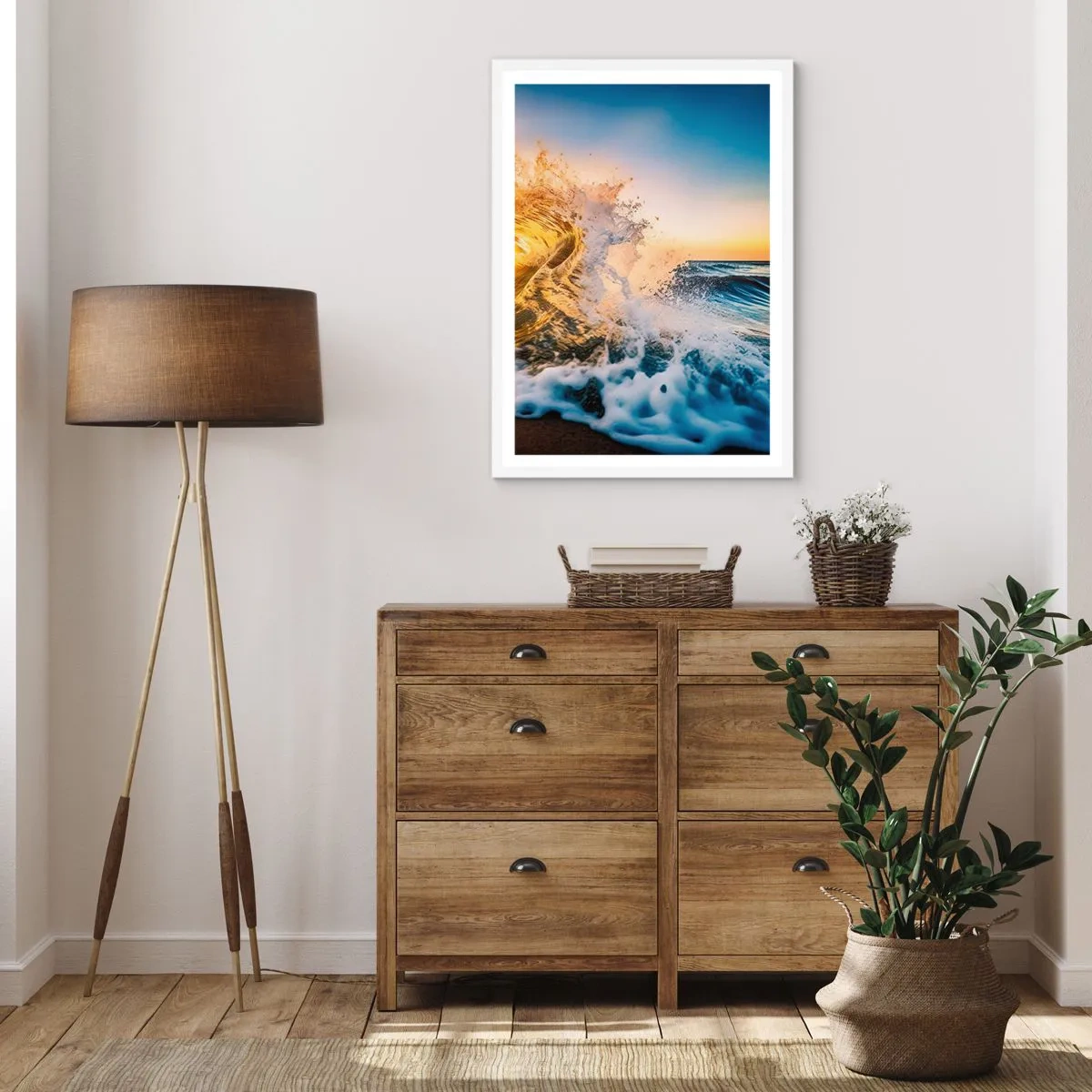 Plakát v bílém rámu - Hra v písku - 70x100 cm