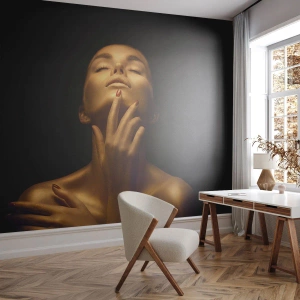 Fototapeta na míru Premium Canvas - Jako zlaté hedvábí - Žena, ženská tvář, Tělo