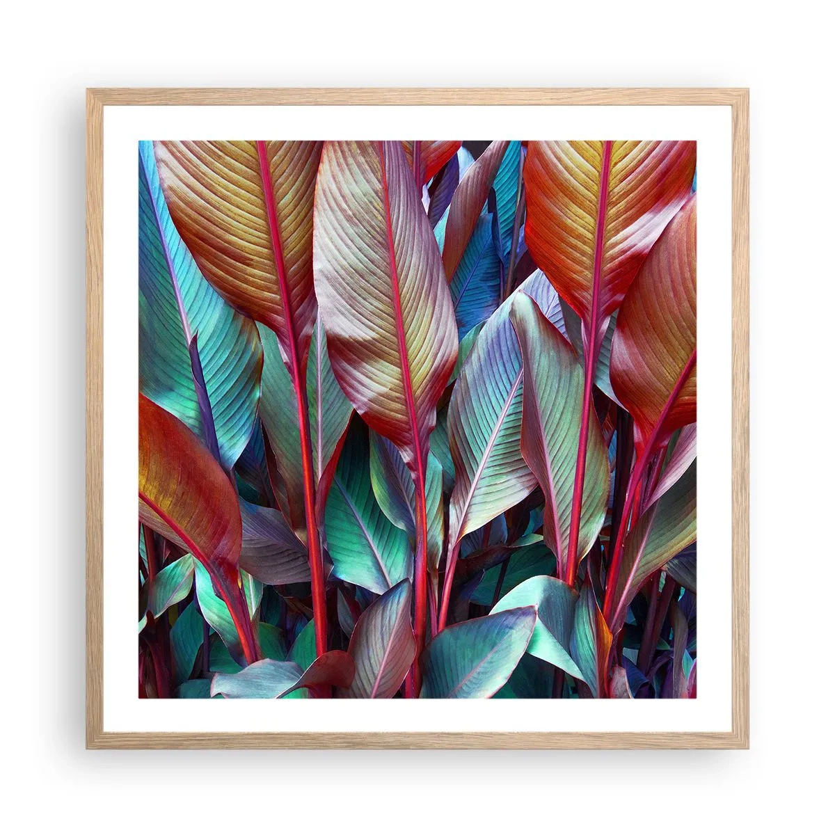 Plakát v rámu světlý dub - Barevná houština - 60x60 cm