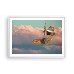 Plakát v bílém rámu - Hra v oblacích - 70x50 cm