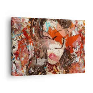 Obraz na plátně - Abstraktní portrét ženy v intenzivních barvách - 70x50cm - Jaká jsi skutečně nikdo neví - Moderní nástěnná dekorace do obývacího pokoje a ložnice ARTTOR