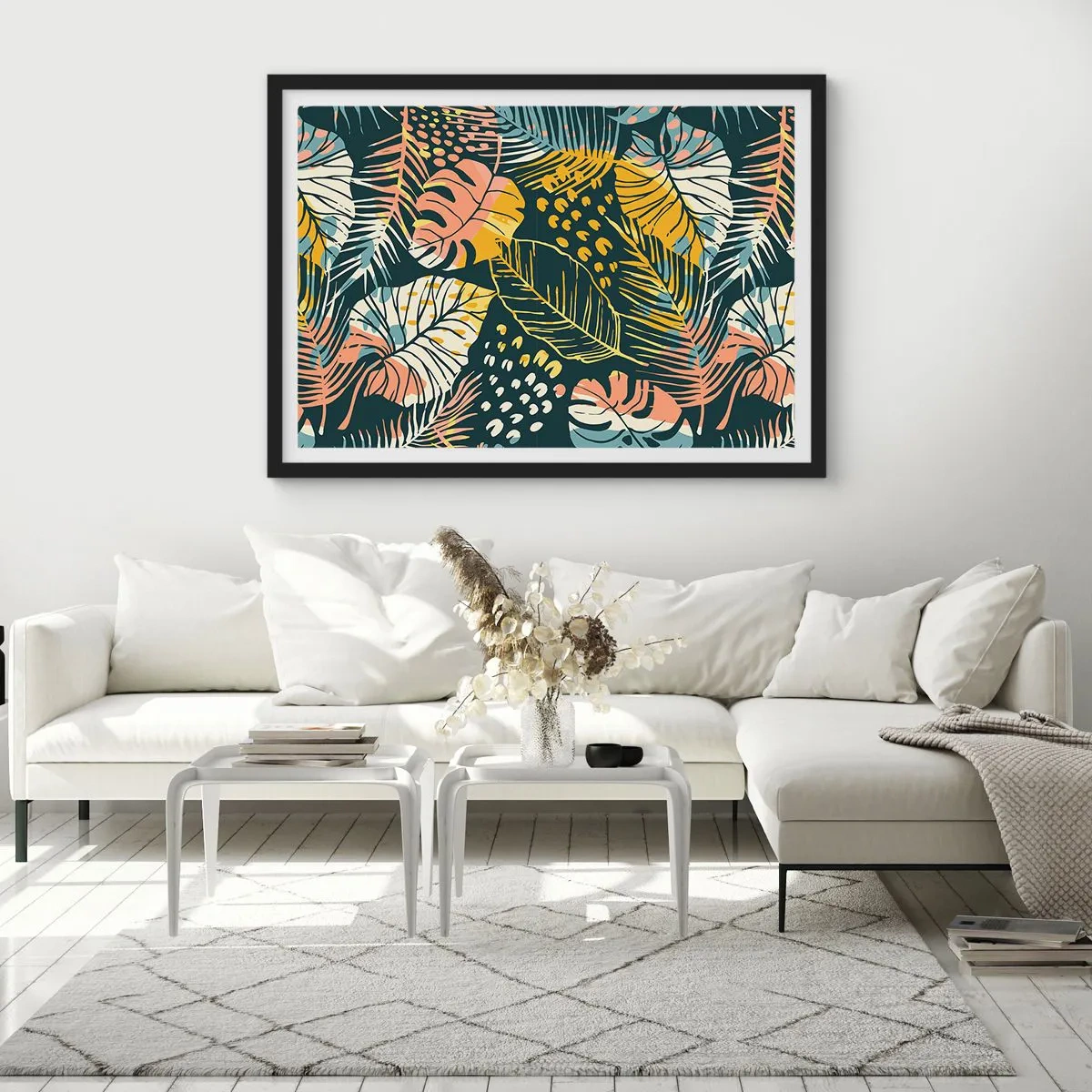 Plakát v černém rámu - Listová fantazie - 40x30 cm