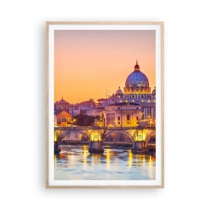 Plakát v rámu světlý dub - Soumrak nad Věčným městem - 70x100 cm