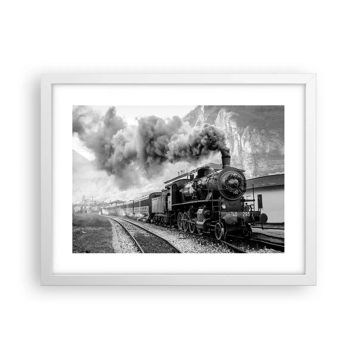 Plakát v bílém rámu - Stojí na nádraží… - 40x30 cm