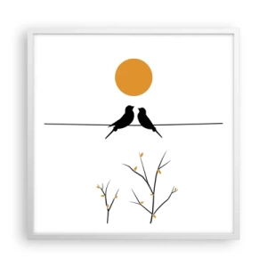 Plakát v bílém rámu - Slavíčí večer - 60x60 cm
