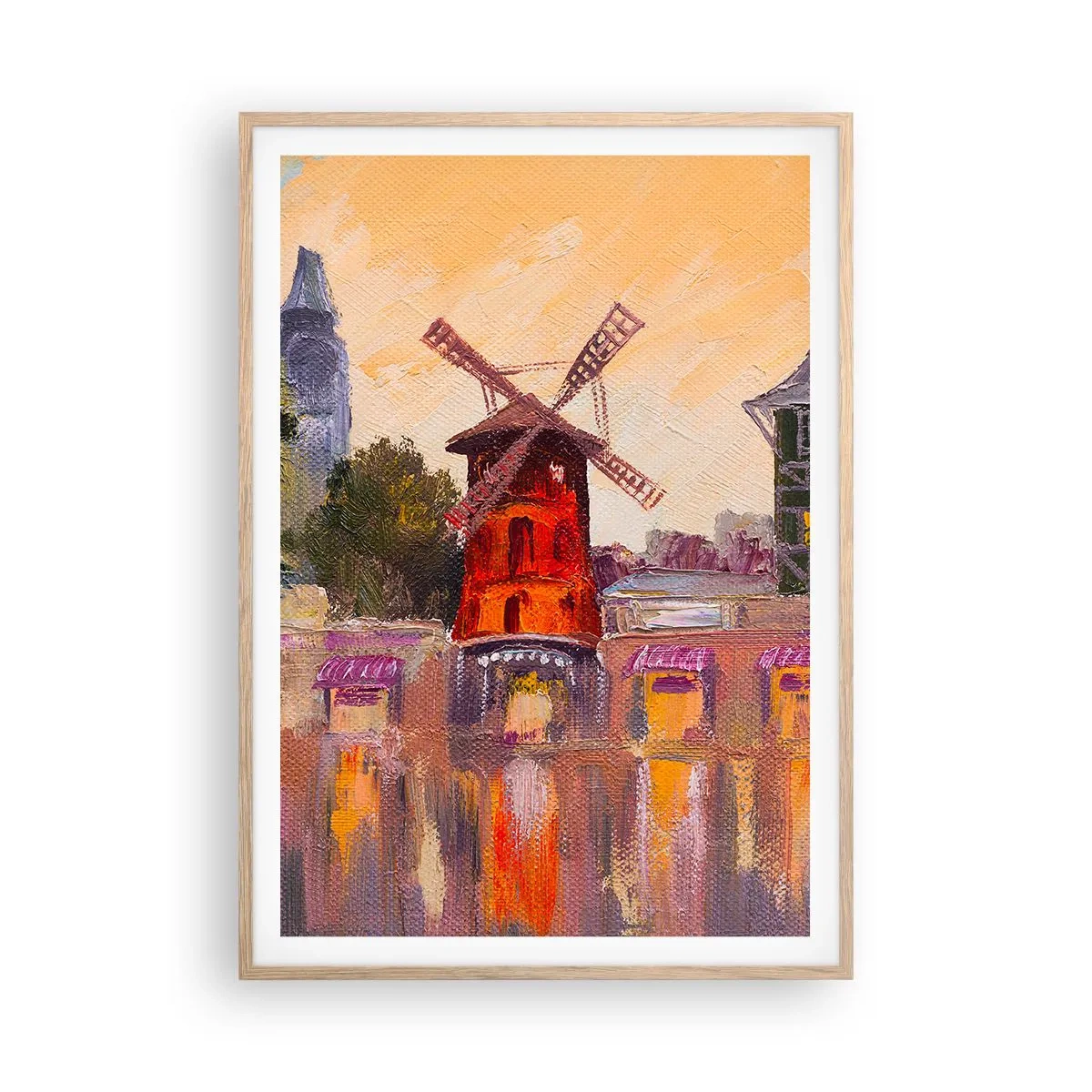 Plakát v rámu světlý dub - Pařížské ikony – Moulin Rouge - 70x100 cm