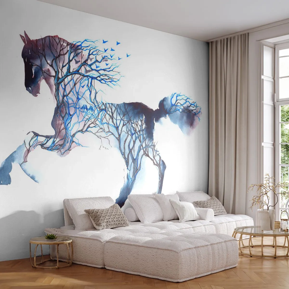 Fototapeta Samolepicí Deluxe Sticker - Jakoby se les pohnul - Abstrakce, Kůň, Zvířata - 250x175 cm