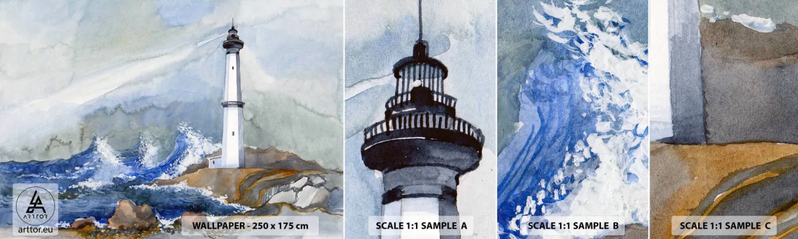 Vzor Fototapety Samolepicí Deluxe Sticker - Proti tmě a hromobití - Maják, Krajina, Oceán - 100x30 cm