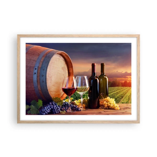 Plakát v rámu světlý dub - Tady má život chuť - 70x50 cm