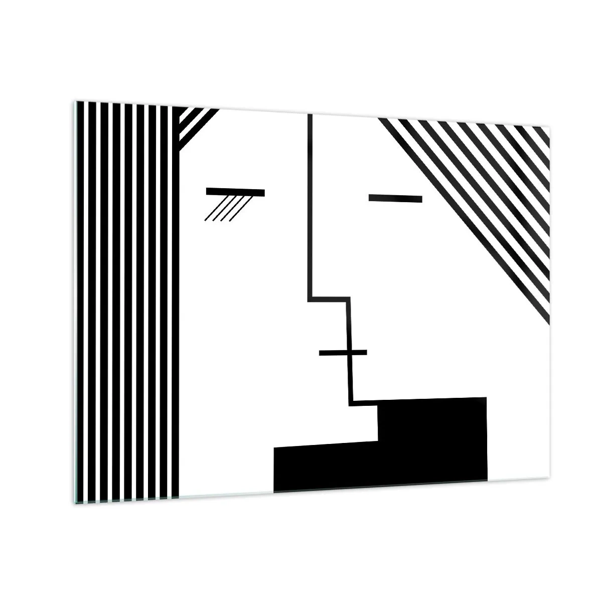 Obraz na skle - Grafické pojetí polibku v minimalistickém stylu - 70x50cm - Prostě polibek - Moderní nástěnná dekorace do obývacího pokoje a ložnice ARTTOR