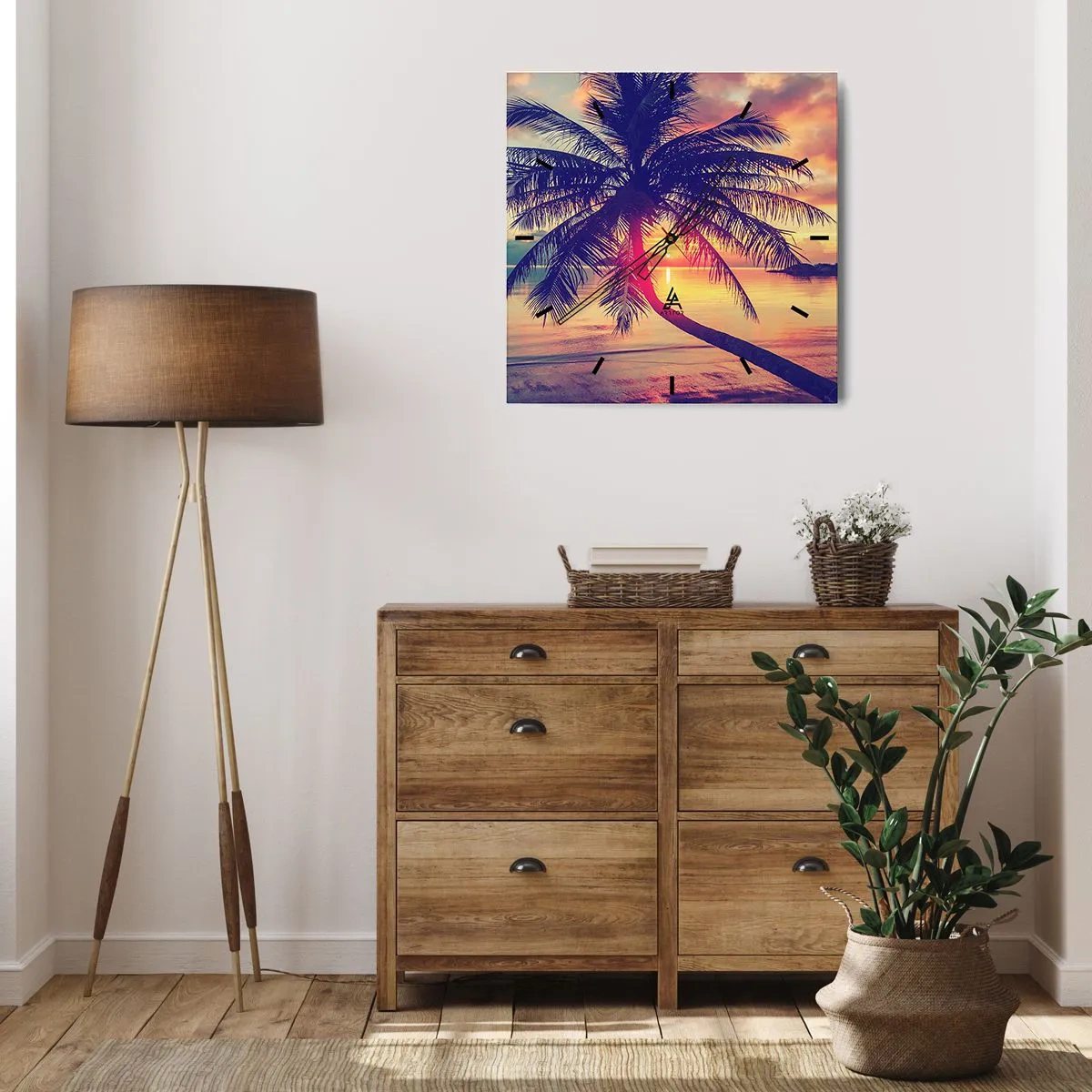 Nástěnné hodiny - Večer pod palmami - 30x30 cm