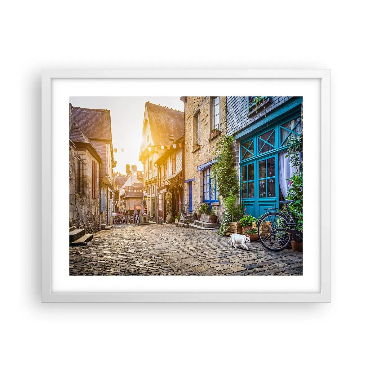 Plakát v bílém rámu - Bílý duch městečka - 50x40 cm