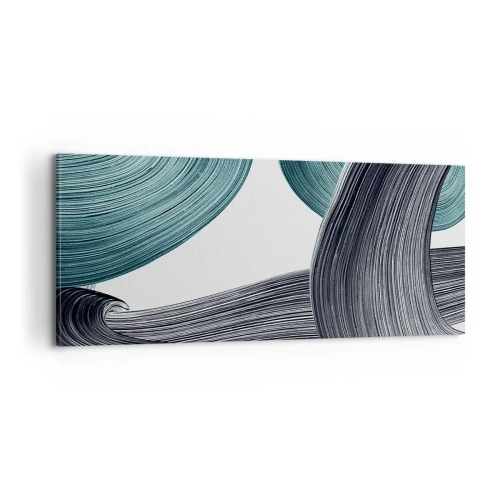 Obraz na plátně - Smaragdové a černé vlny - 100x40 cm