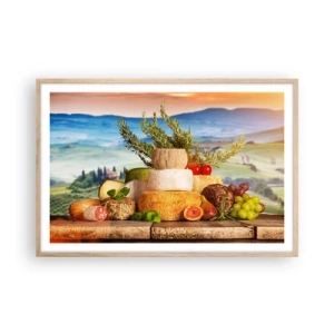 Plakát v rámu světlý dub - Italská radost ze života - 91x61 cm