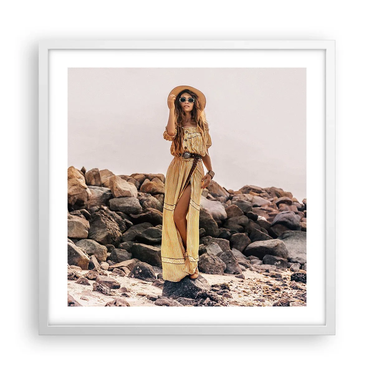 Plakát v bílém rámu - Kouzlo kamenů - 50x50 cm