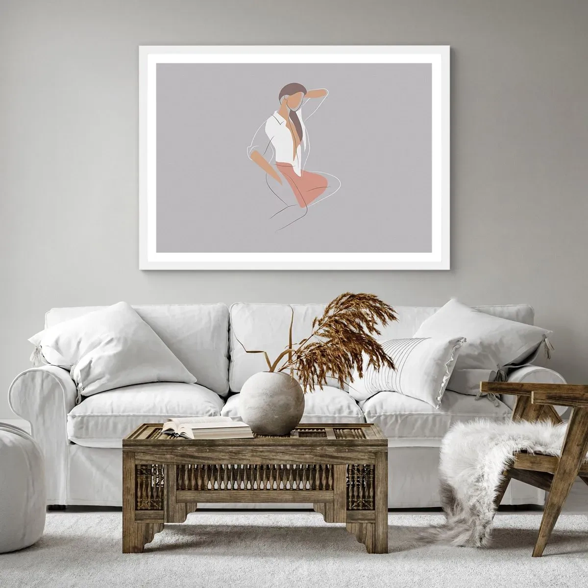 Plakát v bílém rámu - Obrys půvabu - 50x40 cm