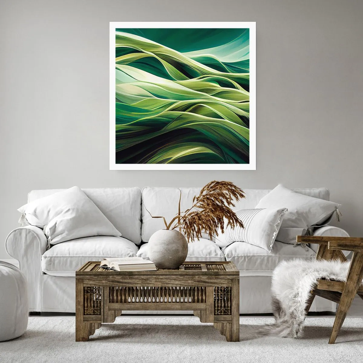 Plakát - Abstraktní hra na zelenou - 50x50 cm