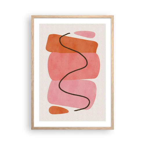 Plakát v rámu světlý dub - Jemný pohyb forem - 50x70 cm