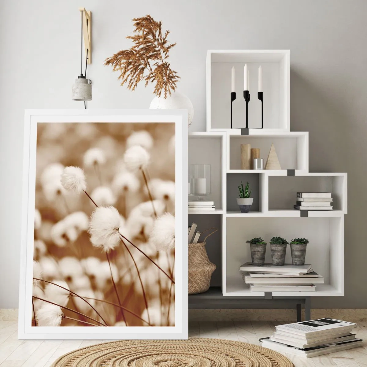 Plakát v bílém rámu - Chlupatý lán - 50x70 cm