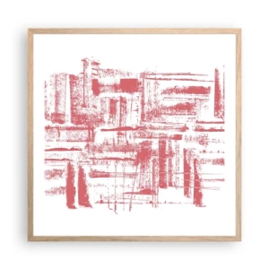 Plakát v rámu světlý dub - Červené město - 60x60 cm