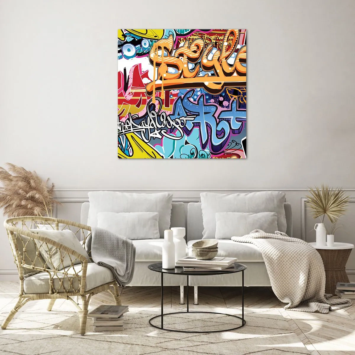 Obraz na skle - Nástěnné malby, nástěnné malby, nástěnné malby… - 50x50 cm