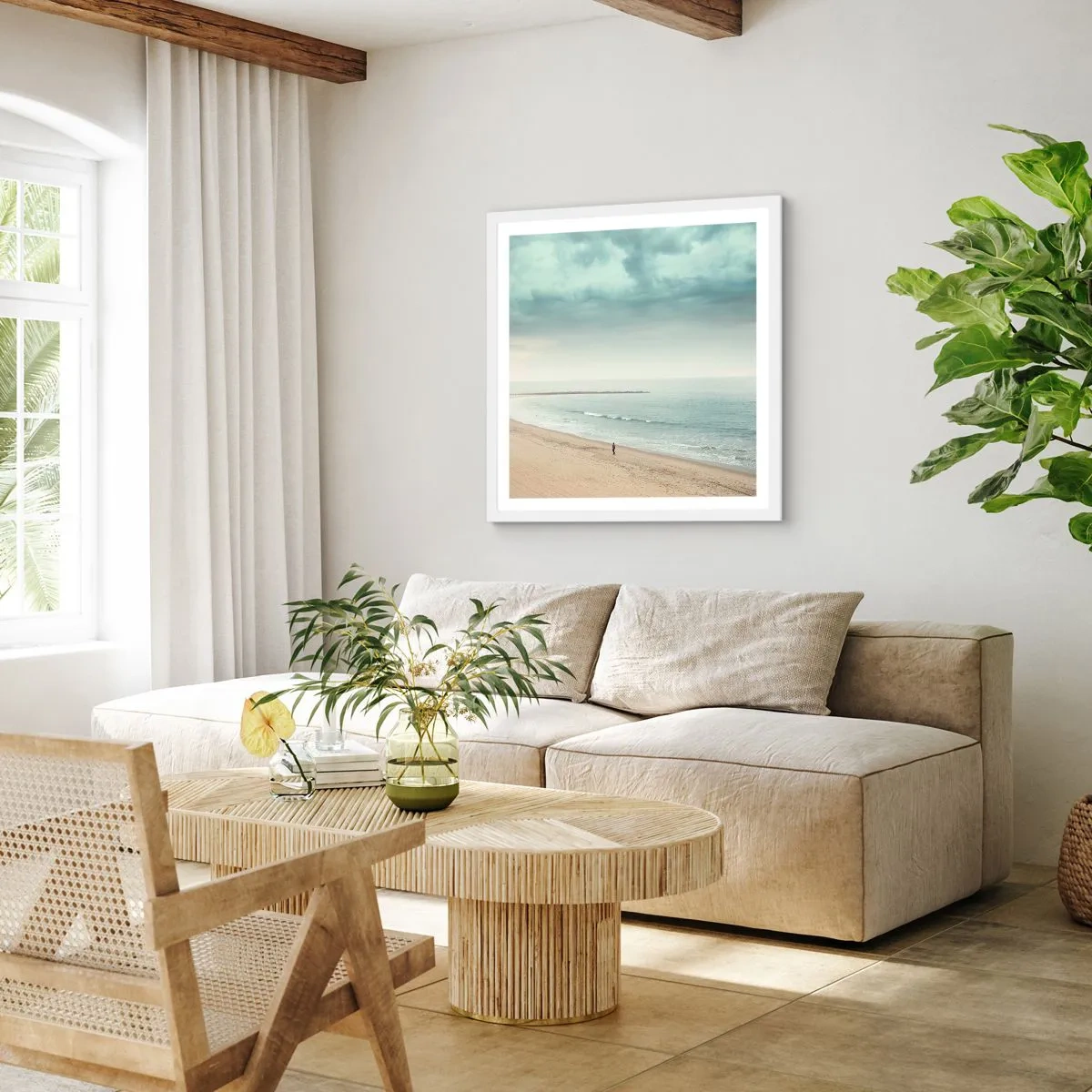 Plakát v bílém rámu - Hledám klid - 60x60 cm