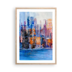 Plakát v rámu světlý dub - Radostná metropole - 50x70 cm