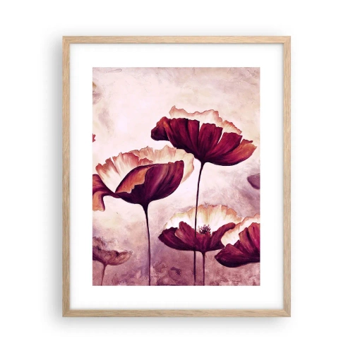 Plakát v rámu světlý dub - Červený a bílý plátek - 40x50 cm