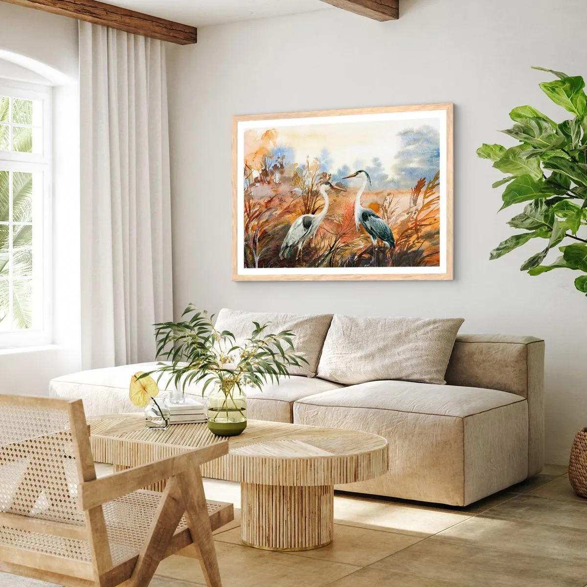 Plakát v rámu světlý dub - Kam na podzim? - 100x70 cm