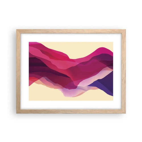 Plakát v rámu světlý dub - Vlny fialové - 40x30 cm