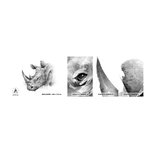 Vzor Fototapety Samolepicí Deluxe Sticker - Africký portrét - Abstrakce, Nosorožec, Zvířata - 100x30 cm