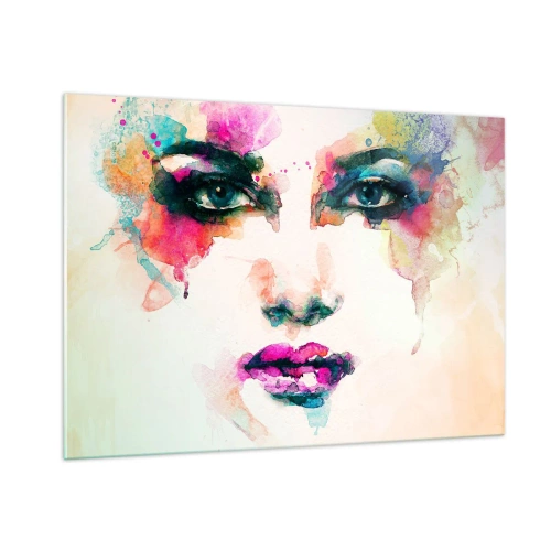 Obraz na skle - Portrét malovaný duhou - 100x70 cm