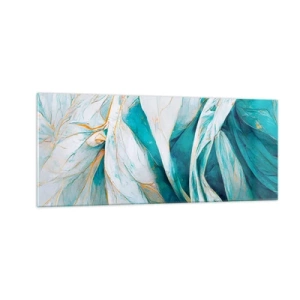 Obraz na skle - Modrá abstrakce se zlatým motivem - 100x40 cm